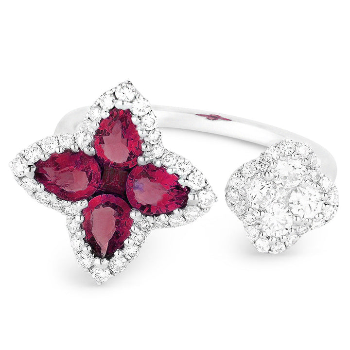 Beautiful Hand Crafted 18K White Gold  Ruby And Diamond Arianna Collection Ring