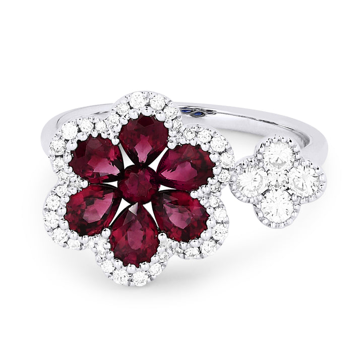 Beautiful Hand Crafted 18K White Gold  Ruby And Diamond Arianna Collection Ring