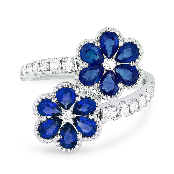 Beautiful Hand Crafted 14K White Gold  Sapphire And Diamond Arianna Collection Ring