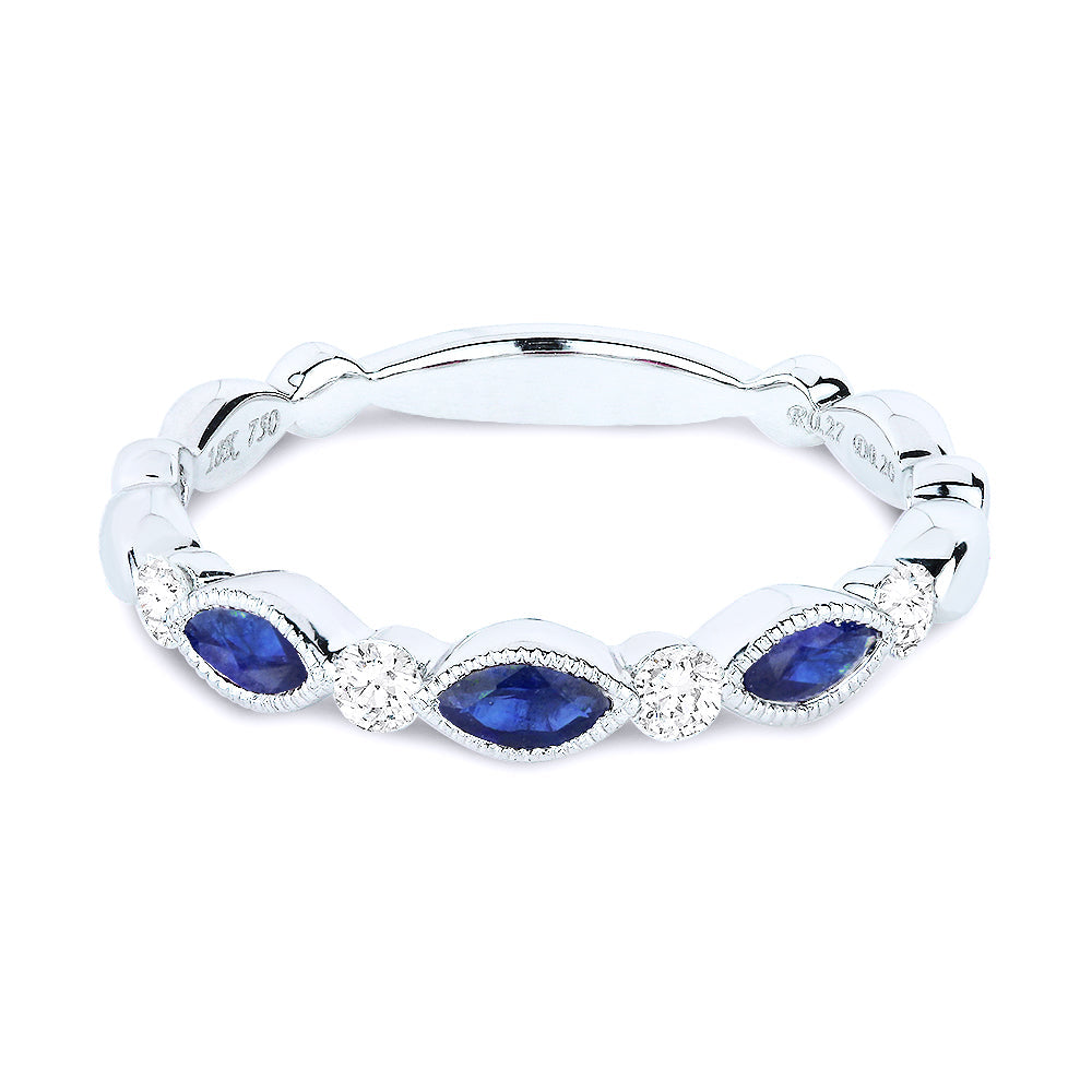 Beautiful Hand Crafted 14K White Gold  Sapphire And Diamond Arianna Collection Ring