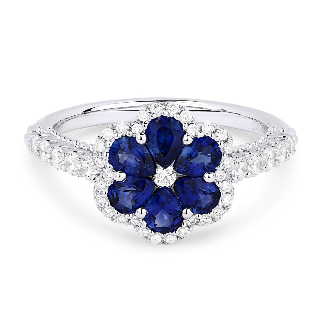 Beautiful Hand Crafted 18K White Gold  Sapphire And Diamond Arianna Collection Ring