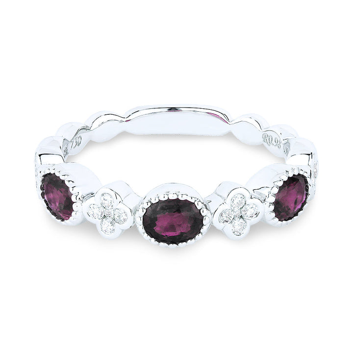 Beautiful Hand Crafted 14K White Gold 4X5MM Ruby And Diamond Arianna Collection Ring