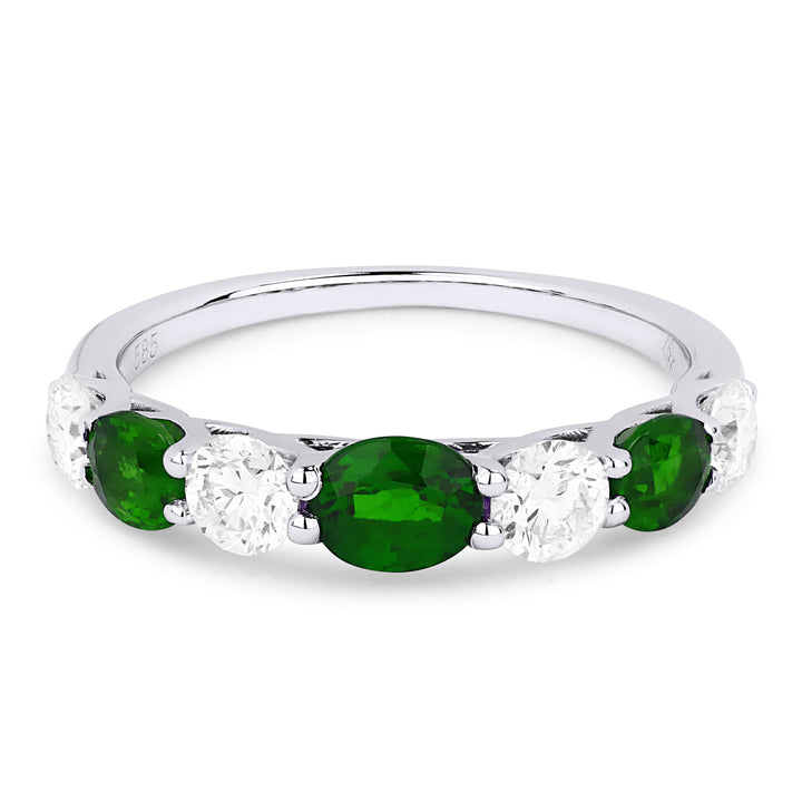 Beautiful Hand Crafted 18K White Gold 4X5MM Emerald And Diamond Arianna Collection Ring