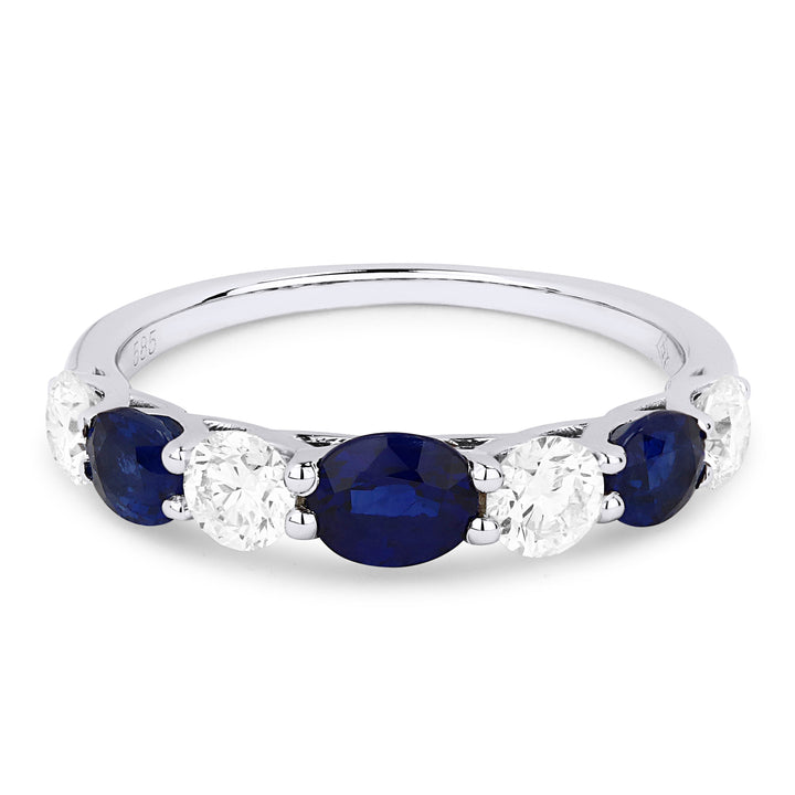 Beautiful Hand Crafted 14K White Gold 4X5MM Sapphire And Diamond Arianna Collection Ring