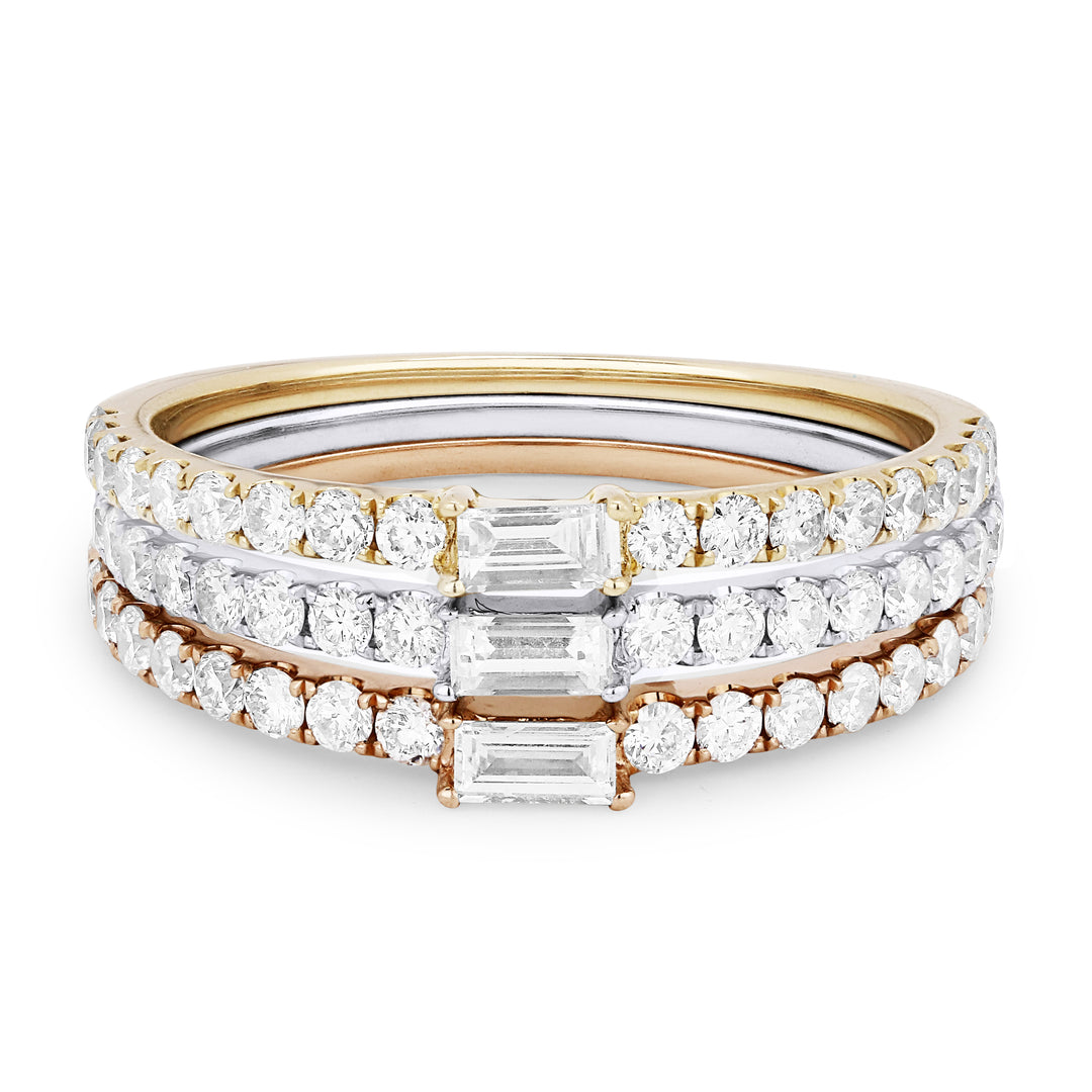 Beautiful Hand Crafted 14K Tri Color Gold White Diamond Milano Collection Ring