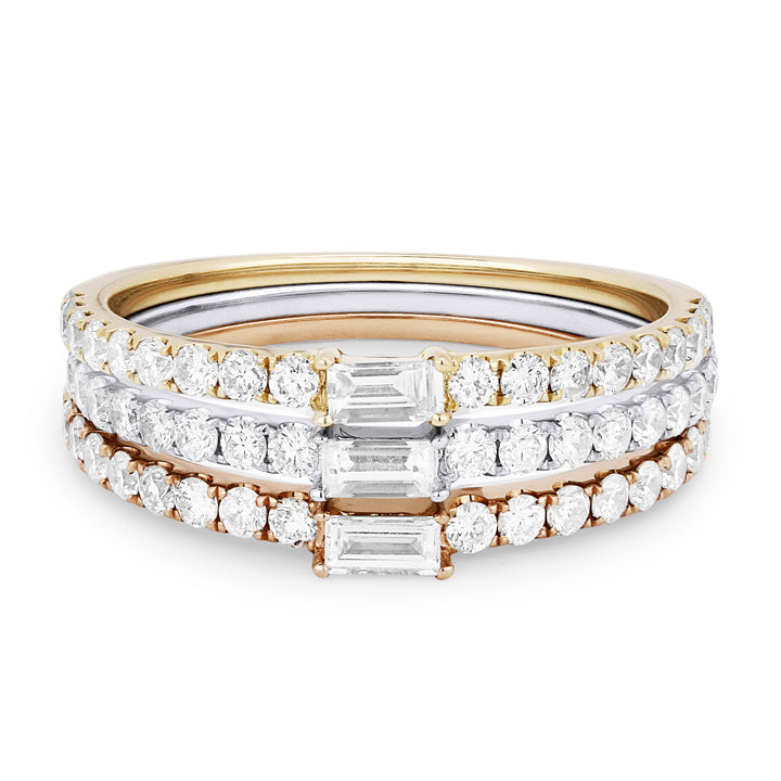 Beautiful Hand Crafted 14K Tri Color Gold White Diamond Milano Collection Ring