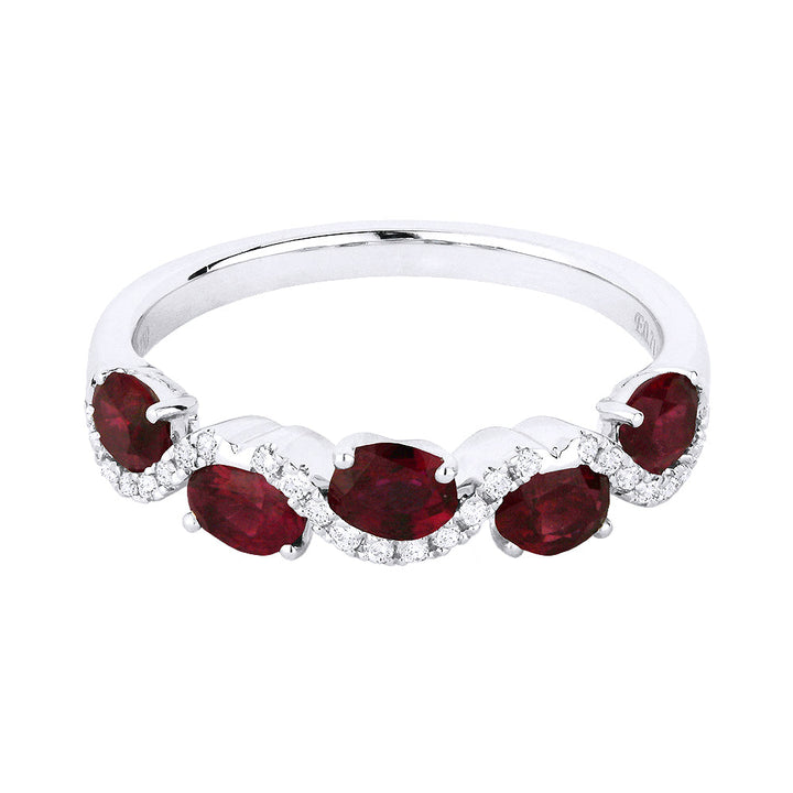 Beautiful Hand Crafted 14K White Gold  Ruby And Diamond Arianna Collection Ring