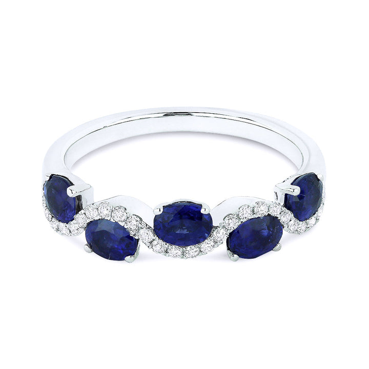 Beautiful Hand Crafted 14K White Gold  Sapphire And Diamond Arianna Collection Ring