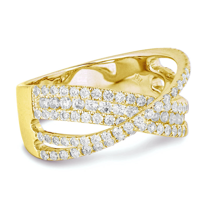 Beautiful Hand Crafted 14K Yellow Gold White Diamond Milano Collection Ring