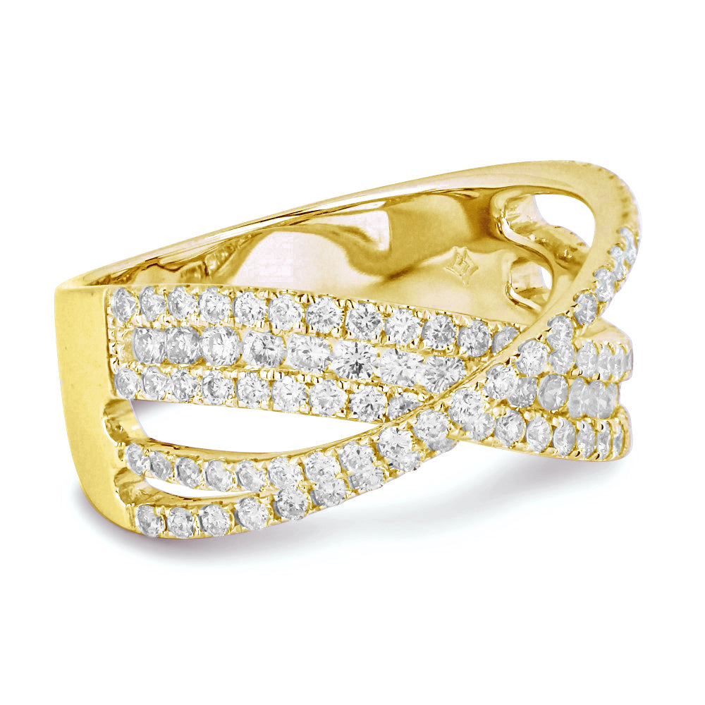 Beautiful Hand Crafted 14K Yellow Gold White Diamond Milano Collection Ring