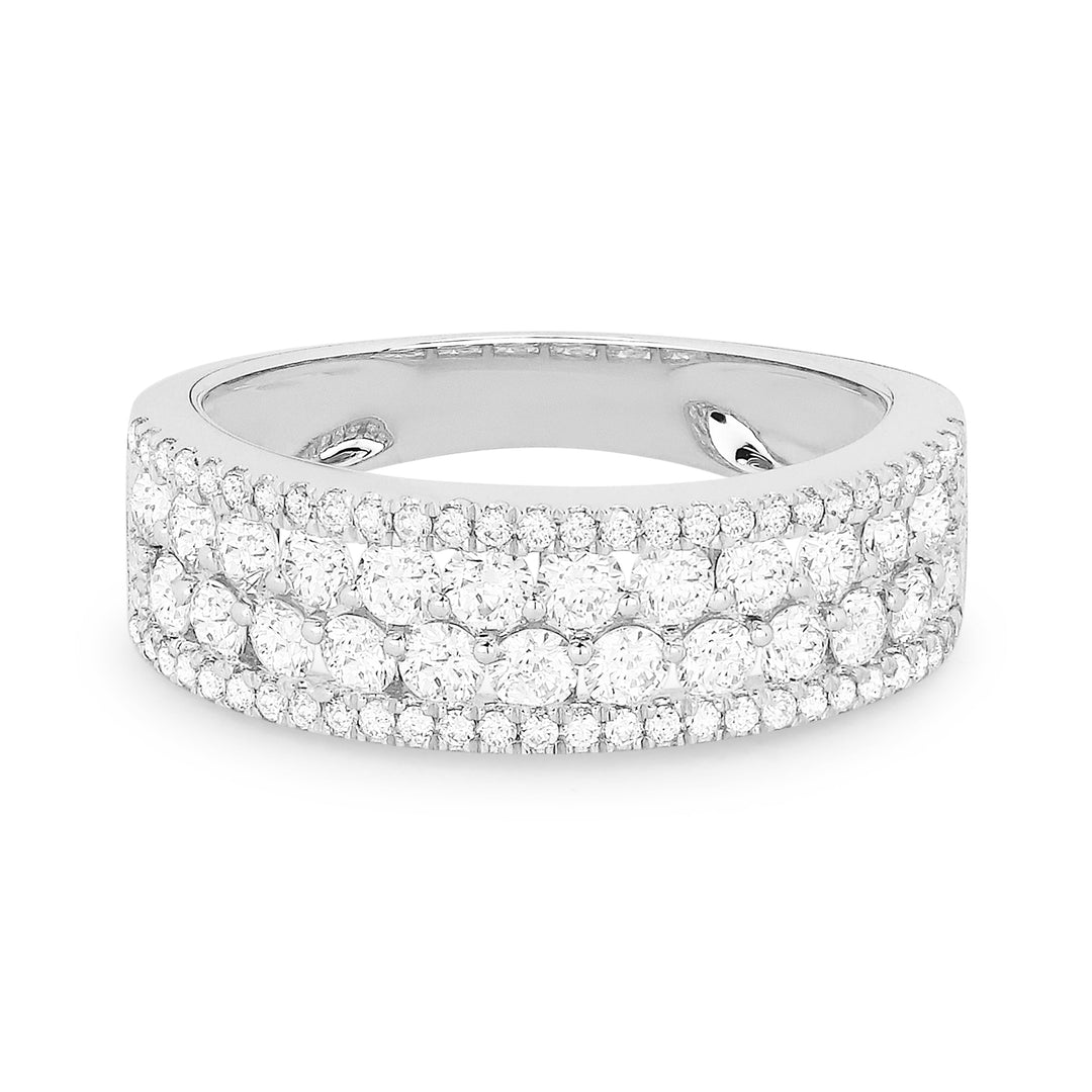 Beautiful Hand Crafted 14K White Gold White Diamond Milano Collection Ring