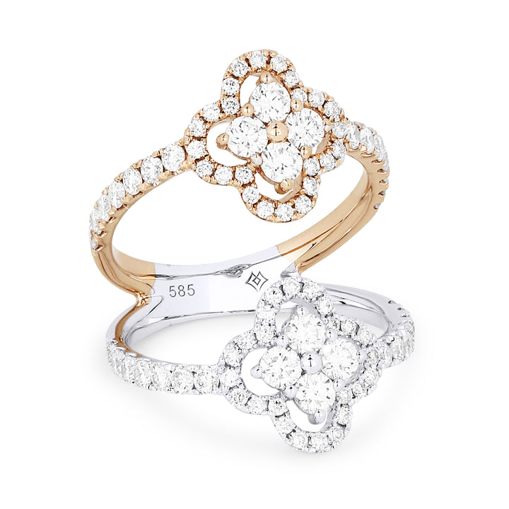 Madison L 14K Two Tone Gold Diamond Clover Ring - style R1232WP