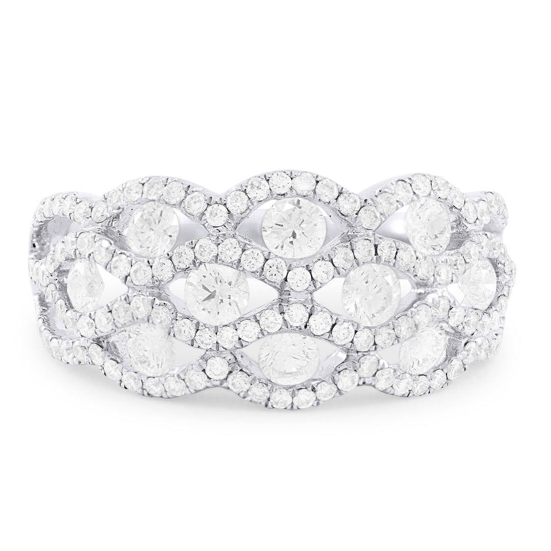 Beautiful Hand Crafted 14K White Gold White Diamond Arianna Collection Ring