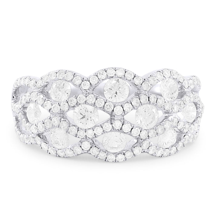 Beautiful Hand Crafted 14K White Gold White Diamond Arianna Collection Ring