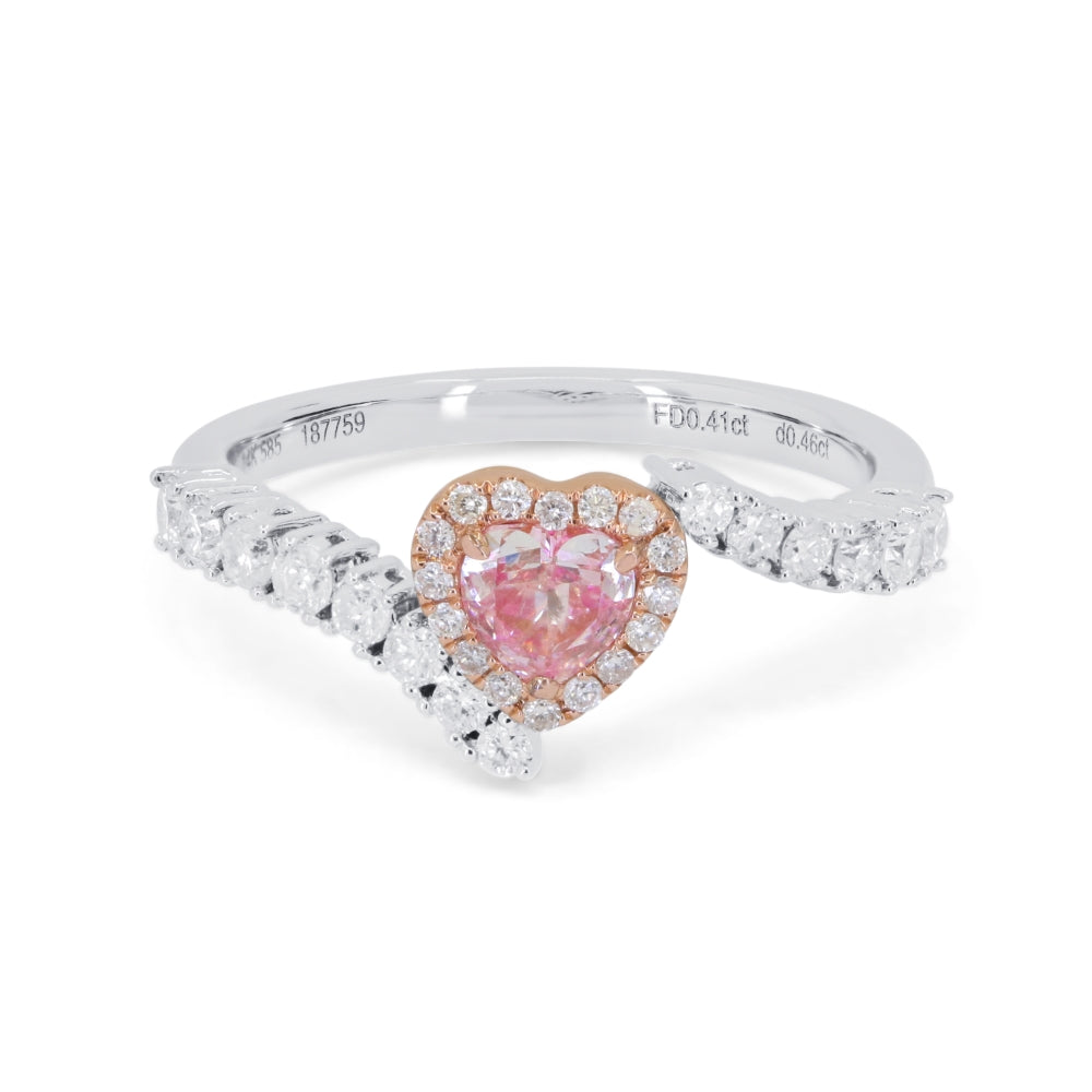 Beautiful Hand Crafted 14K White Gold  Pink Diamond And Diamond Lumina Collection Ring