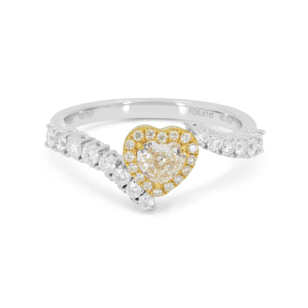 Beautiful Hand Crafted 14K White Gold  Fancy Yellow Diamond And Diamond Lumina Collection Ring