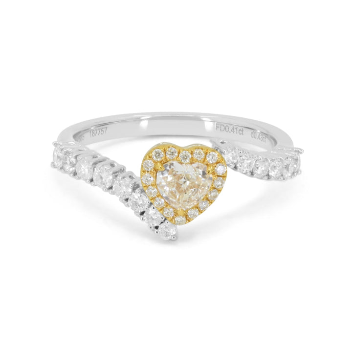 Beautiful Hand Crafted 14K White Gold  Fancy Yellow Diamond And Diamond Lumina Collection Ring