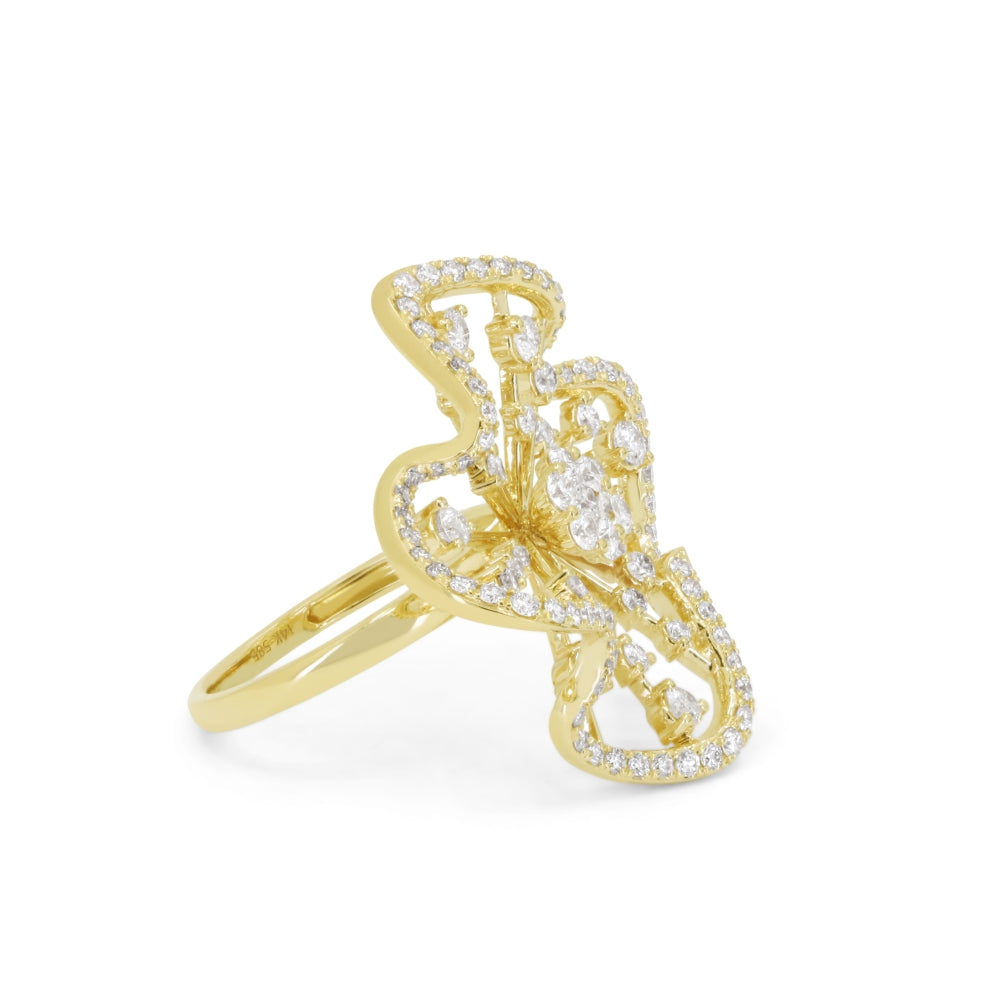 Madison L 14K Yellow Gold Diamond Flower Ring - style R1245Y - view 2