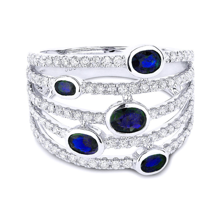 Beautiful Hand Crafted 14K White Gold  Sapphire And Diamond Arianna Collection Ring