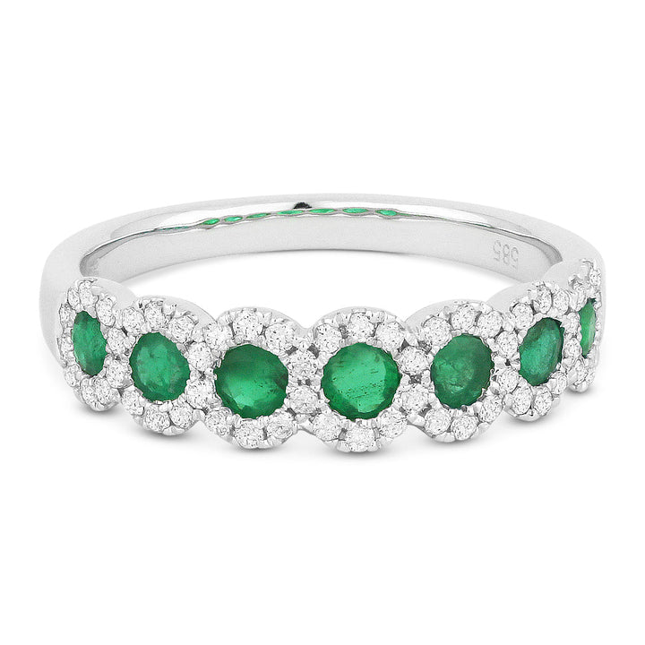 Beautiful Hand Crafted 14K White Gold 3MM Emerald And Diamond Arianna Collection Ring