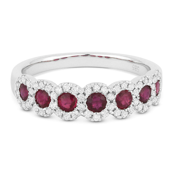 Beautiful Hand Crafted 14K White Gold 3MM Ruby And Diamond Arianna Collection Ring