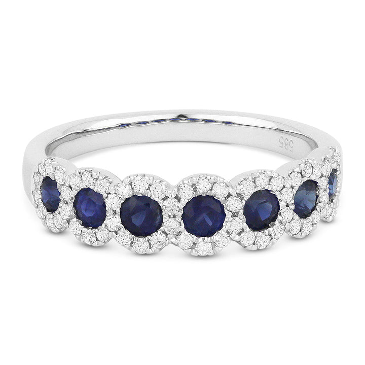 Beautiful Hand Crafted 14K White Gold 3MM Sapphire And Diamond Arianna Collection Ring