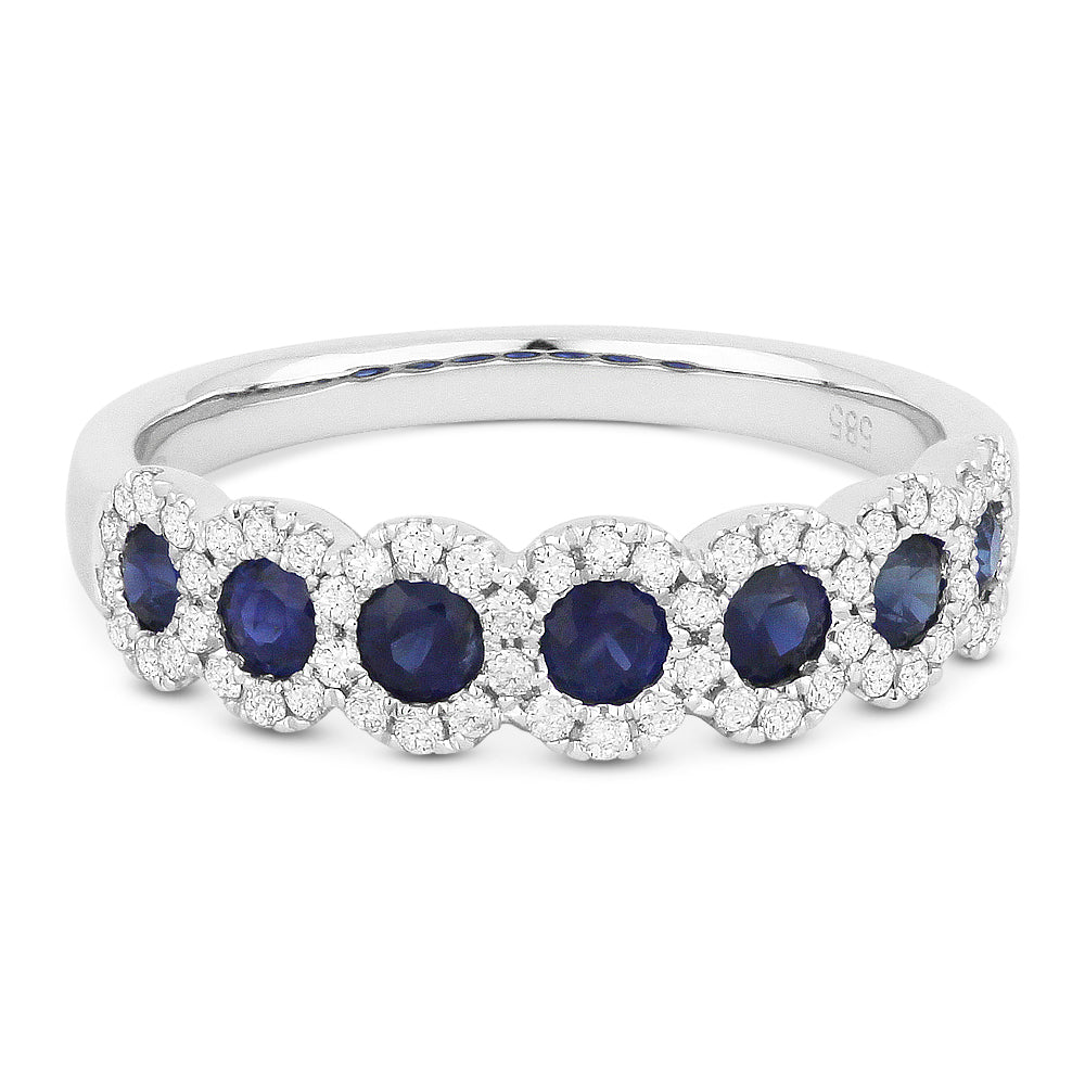 Beautiful Hand Crafted 14K White Gold 3MM Sapphire And Diamond Arianna Collection Ring