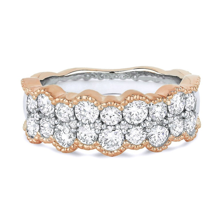 Beautiful Hand Crafted 14K Rose Gold White Diamond Milano Collection Ring