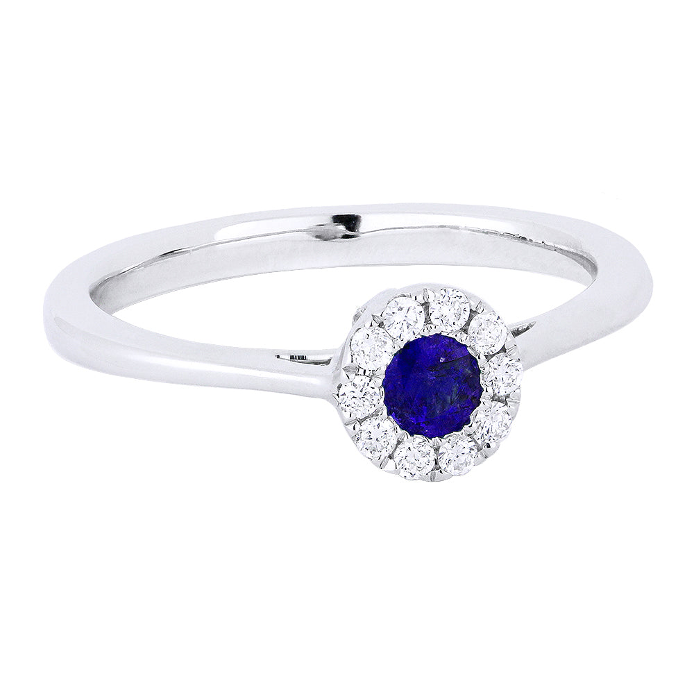 Beautiful Hand Crafted 14K White Gold 3MM Sapphire And Diamond Arianna Collection Ring