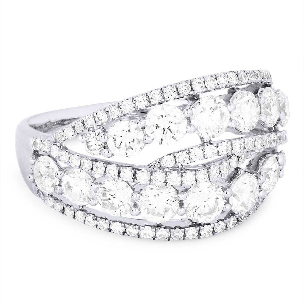 Beautiful Hand Crafted 14K White Gold White Diamond Milano Collection Ring