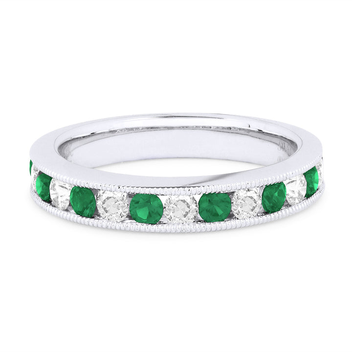 Beautiful Hand Crafted 18K White Gold  Emerald And Diamond Arianna Collection Ring