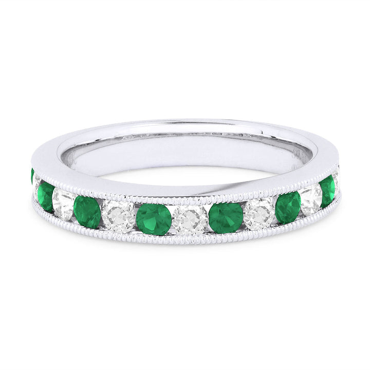 Beautiful Hand Crafted 18K White Gold  Emerald And Diamond Arianna Collection Ring