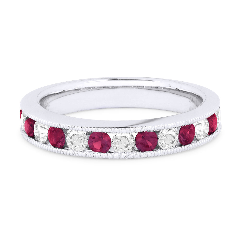 Beautiful Hand Crafted 18K White Gold  Ruby And Diamond Arianna Collection Ring