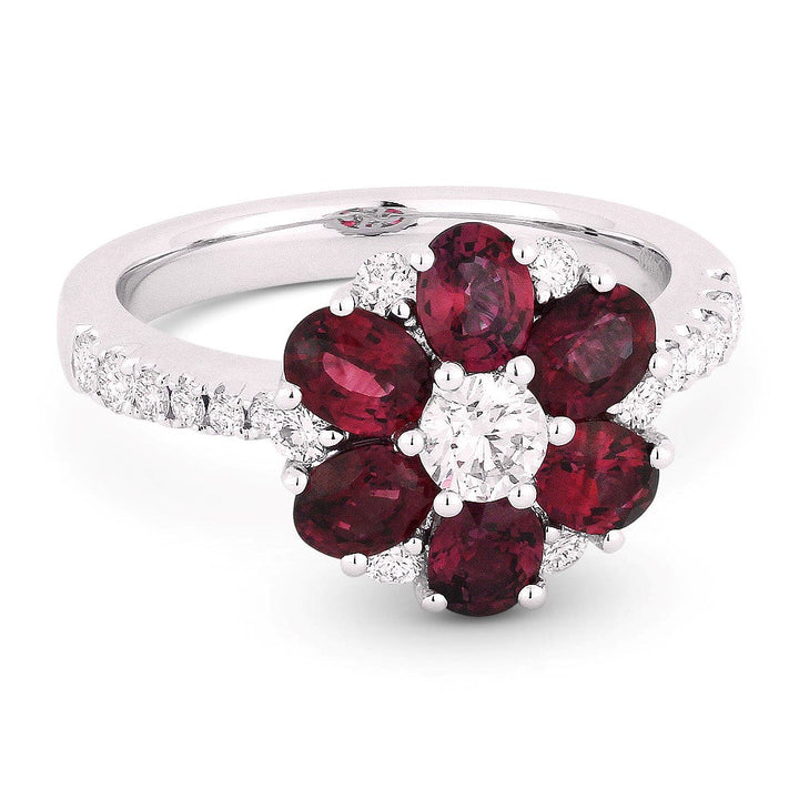 Beautiful Hand Crafted 18K White Gold  Ruby And Diamond Arianna Collection Ring