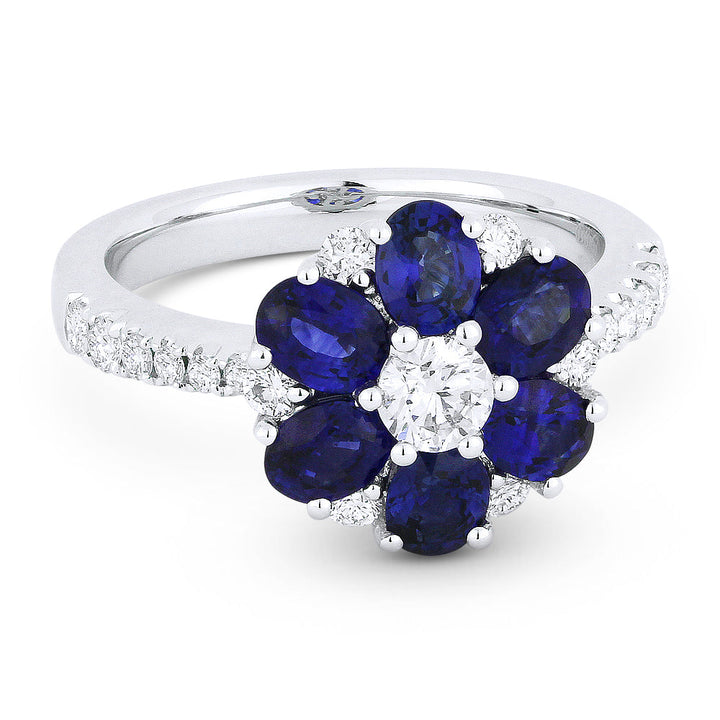 Beautiful Hand Crafted 18K White Gold  Sapphire And Diamond Arianna Collection Ring