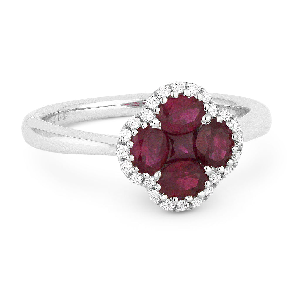Beautiful Hand Crafted 18K White Gold 10MM Ruby And Diamond Arianna Collection Ring