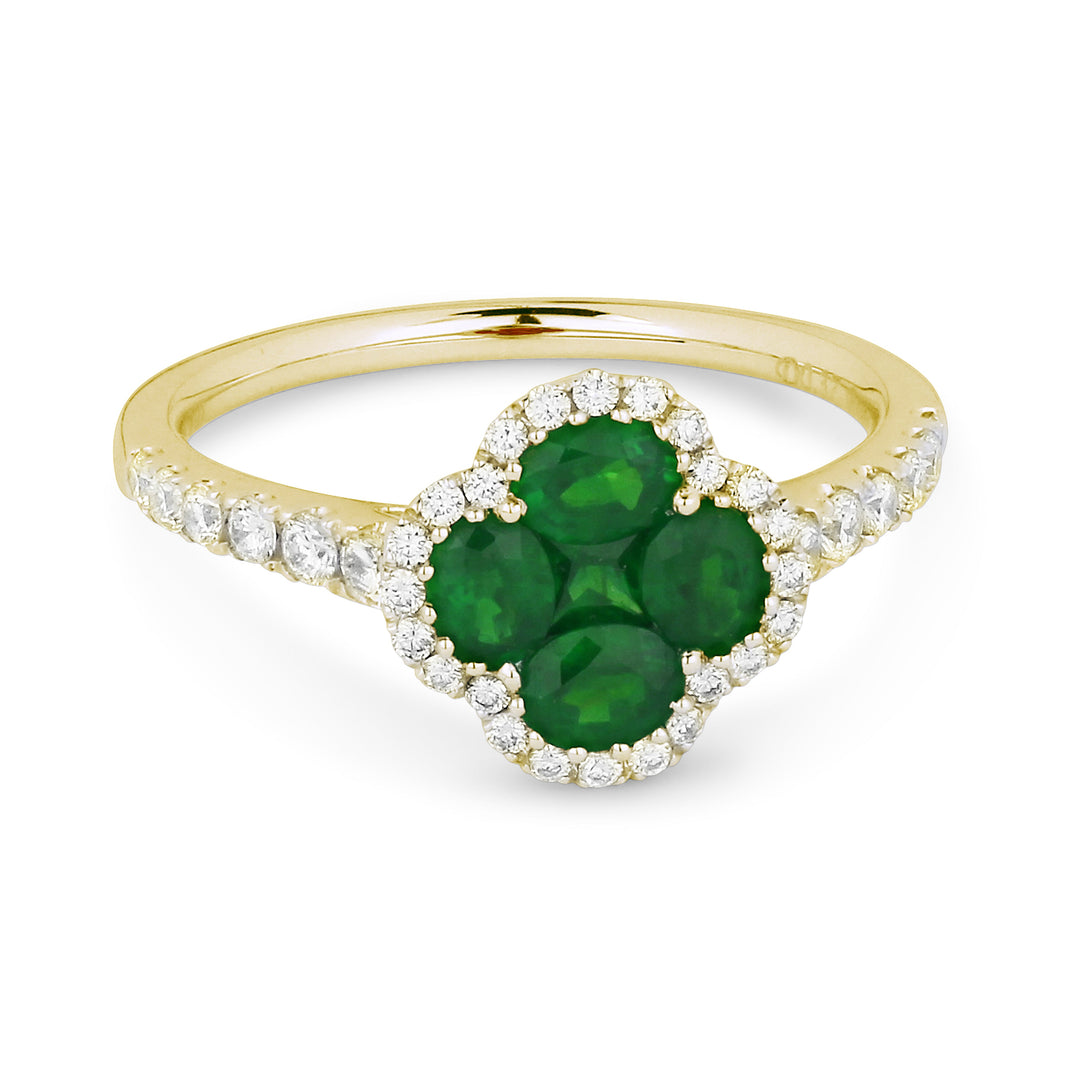 Beautiful Hand Crafted 18K Yellow Gold  Emerald And Diamond Arianna Collection Ring