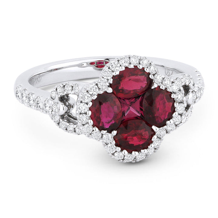 Beautiful Hand Crafted 18K White Gold  Ruby And Diamond Arianna Collection Ring