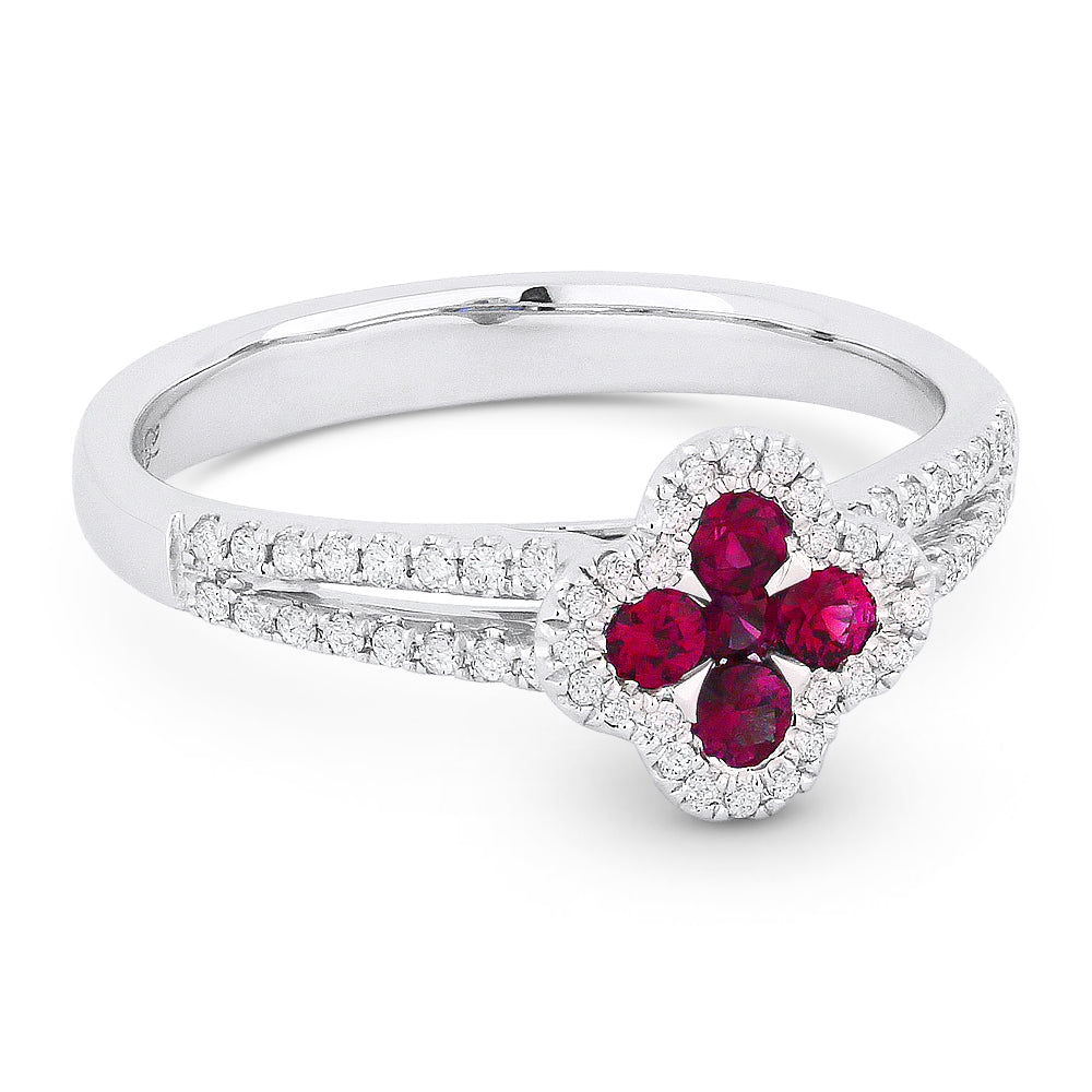 Beautiful Hand Crafted 14K White Gold  Ruby And Diamond Arianna Collection Ring