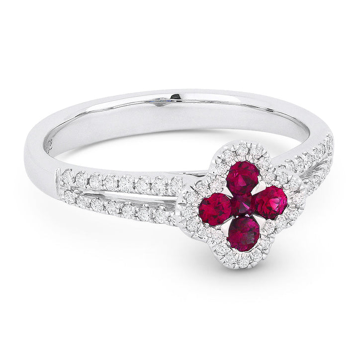 Beautiful Hand Crafted 14K White Gold  Ruby And Diamond Arianna Collection Ring