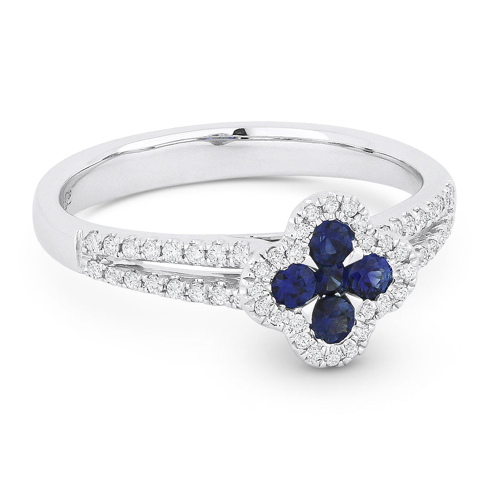 Beautiful Hand Crafted 14K White Gold  Sapphire And Diamond Arianna Collection Ring