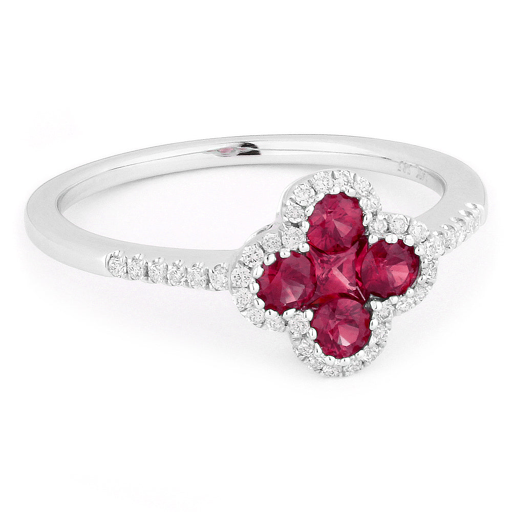 Beautiful Hand Crafted 14K White Gold  Ruby And Diamond Arianna Collection Ring