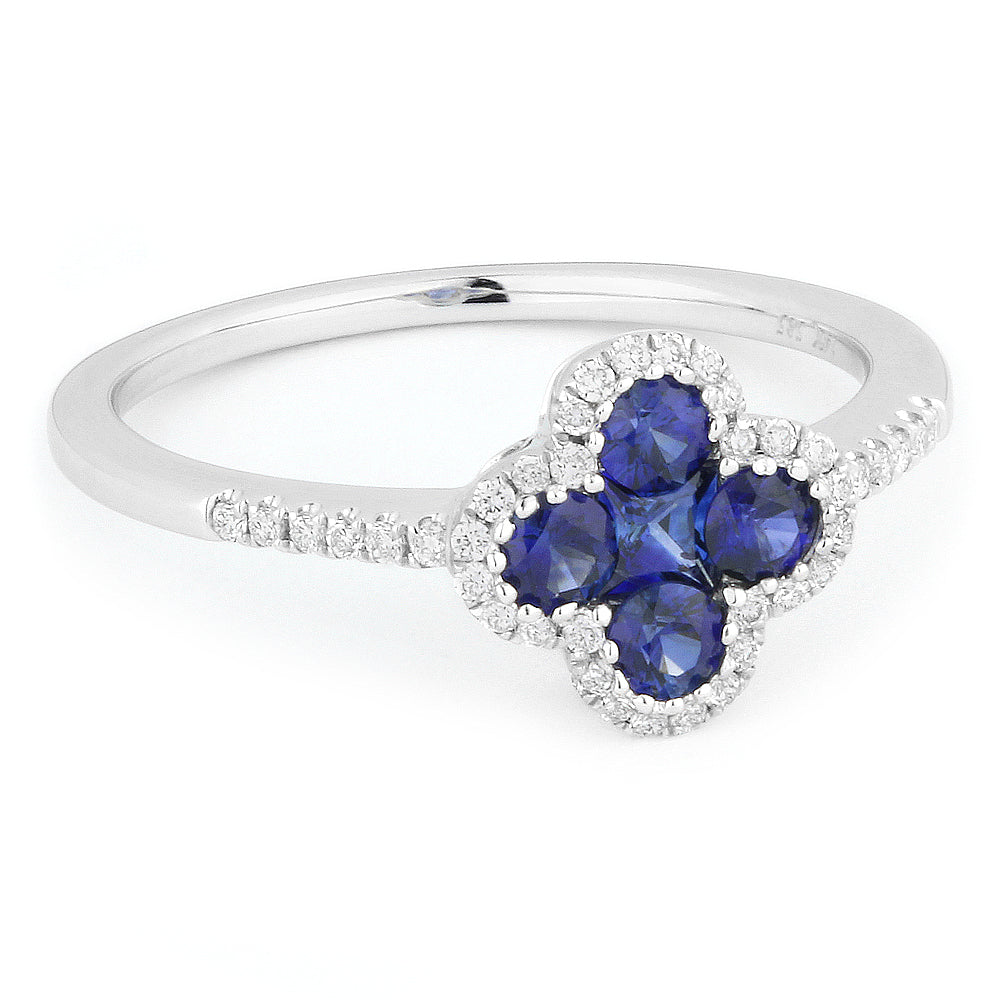 Beautiful Hand Crafted 14K White Gold  Sapphire And Diamond Arianna Collection Ring