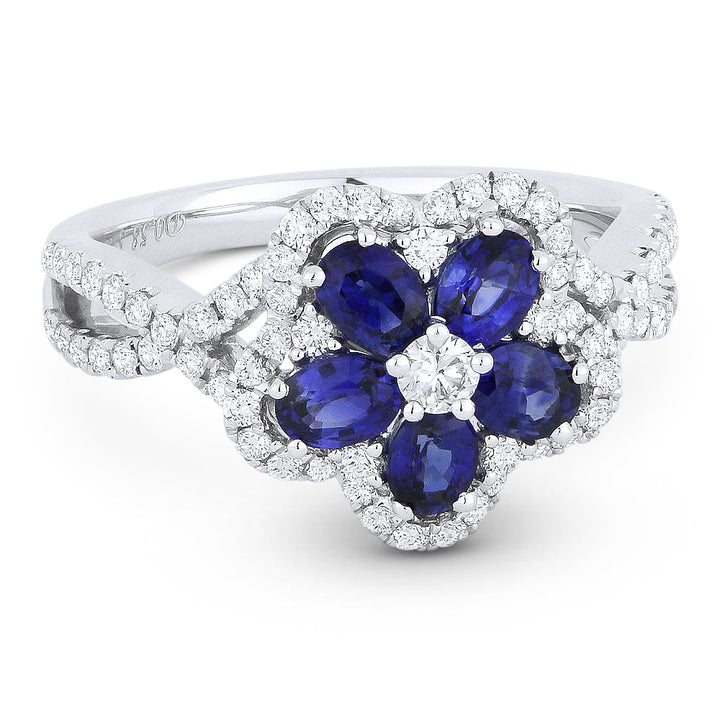 Beautiful Hand Crafted 18K White Gold  Sapphire And Diamond Arianna Collection Ring