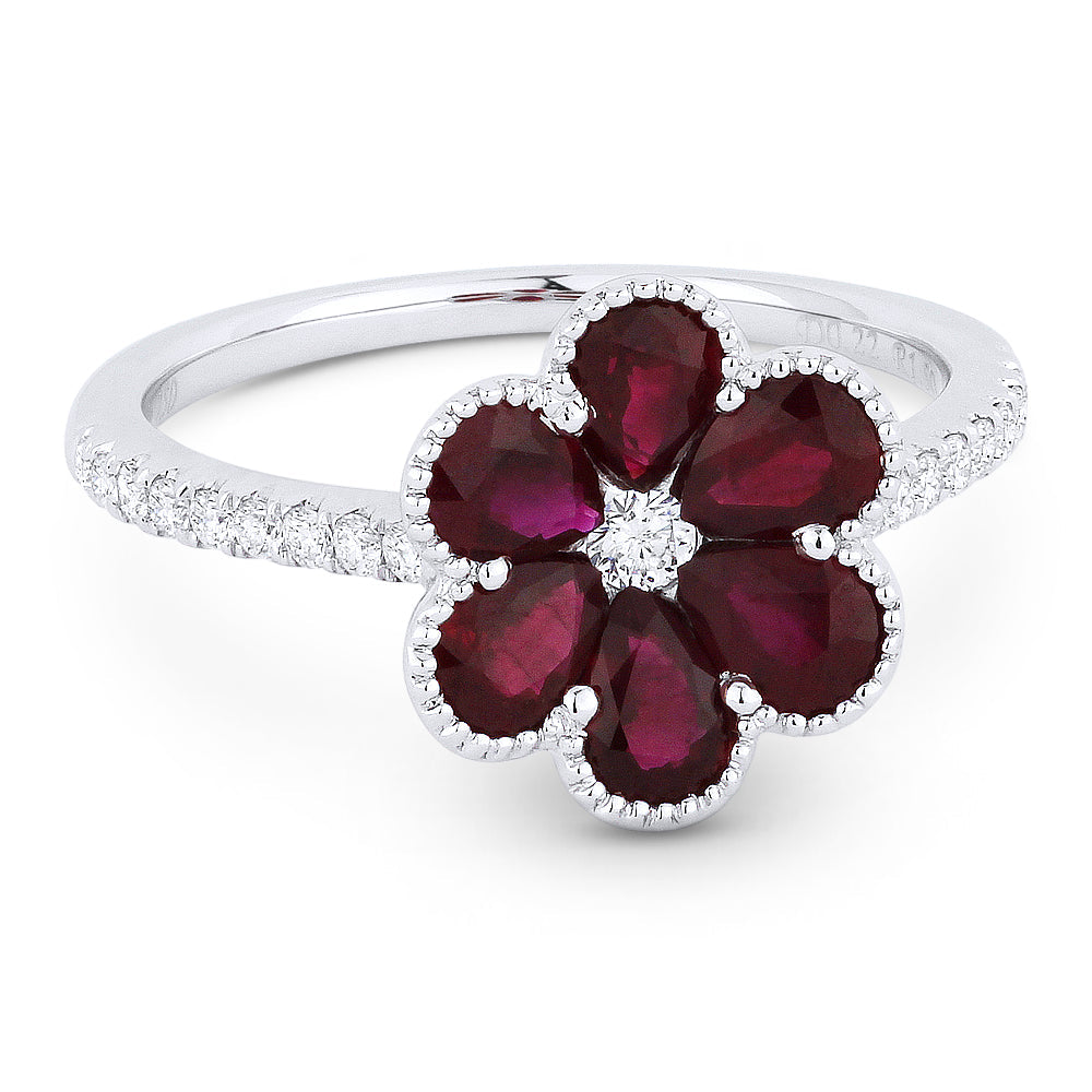 Beautiful Hand Crafted 18K White Gold  Ruby And Diamond Arianna Collection Ring