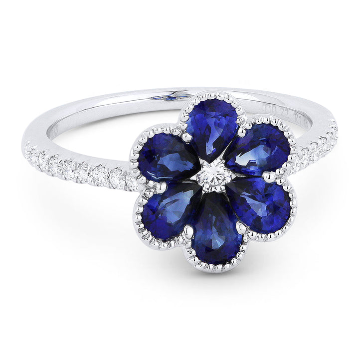 Beautiful Hand Crafted 18K White Gold  Sapphire And Diamond Arianna Collection Ring