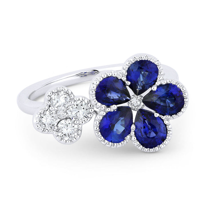 Beautiful Hand Crafted 14K White Gold  Sapphire And Diamond Arianna Collection Ring