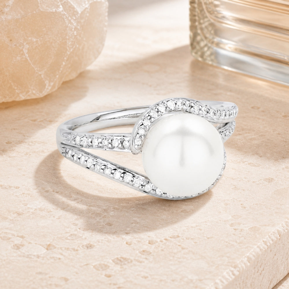 R1286 - 14K Gold Pearl Round Ring