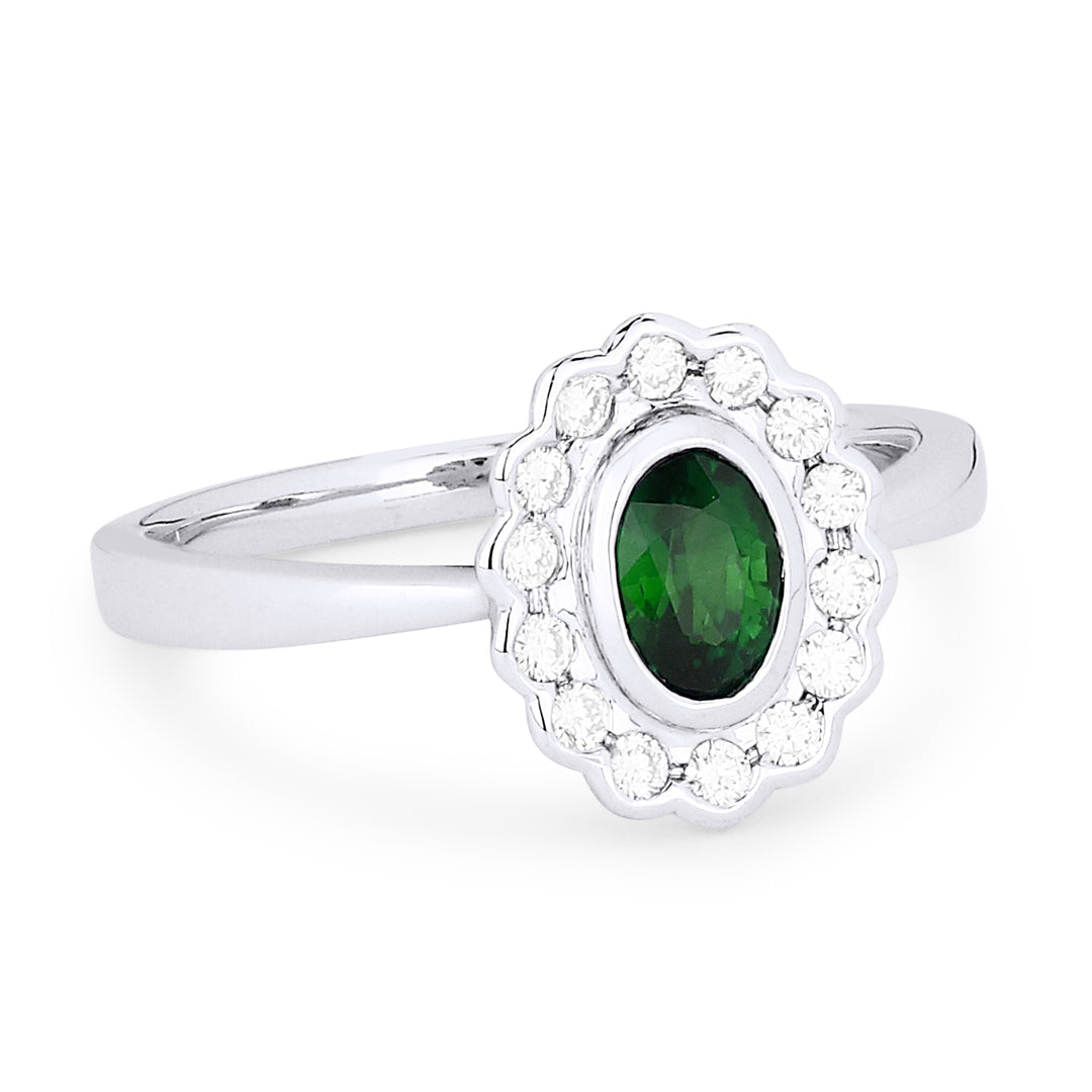 Beautiful Hand Crafted 14K White Gold  Emerald And Diamond Arianna Collection Ring