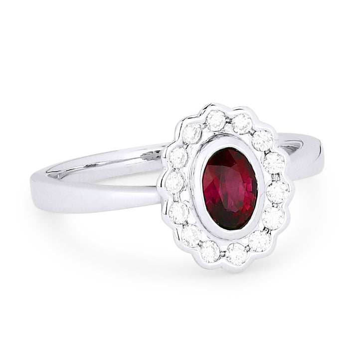 Beautiful Hand Crafted 14K White Gold  Ruby And Diamond Arianna Collection Ring